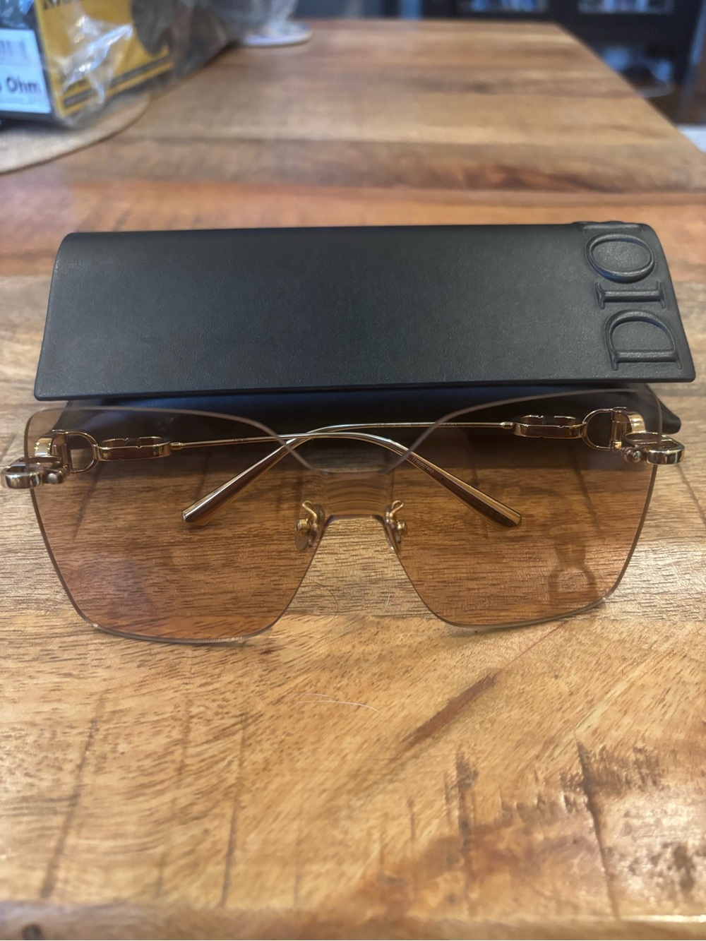 Dior Women's Rimless Sunglasses Gold Frame Brown Lenses in exquisite condition